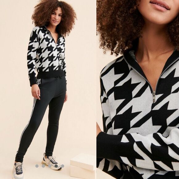 ANTHROPOLOGIE | houndstooth quarter zip sweat | Vigoss | new nwt | large - Picture 7 of 13
